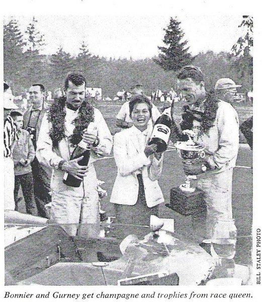 Dan Gurney (R) and Jo Bonnier collect rewards at usrrc Kent